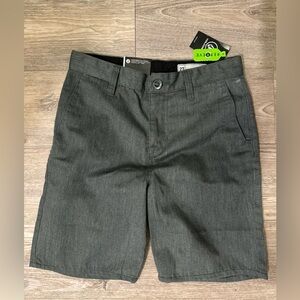 Volcom Frickin Chino Shorts Youth Size 27 Gray Modern Straight Fit NWT